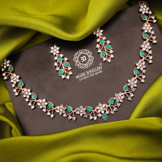 Gold Plated Premium Green Zircons Necklace Set.