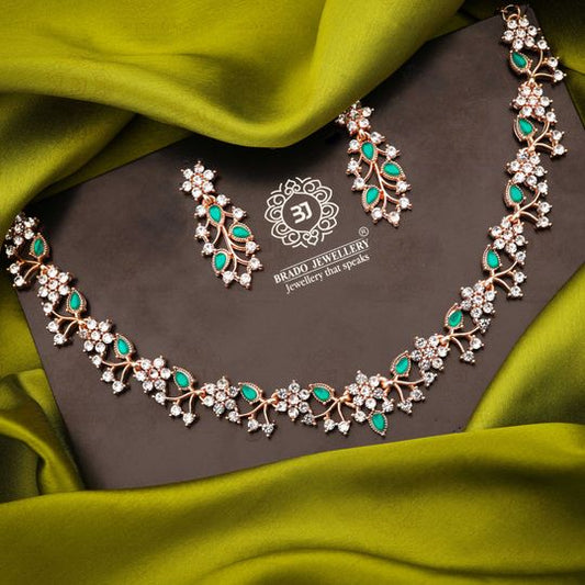 Gold Plated Premium Green Zircons Necklace Set.